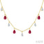 Pear Shape Gemstone & Diamond Station Necklace
