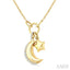 Crescent Moon & Star Charm Diamond Fashion Pendant