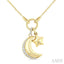 Crescent Moon & Star Charm Diamond Fashion Pendant