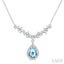 Pear Shape Gemstone & Halo Diamond Necklace
