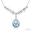 Pear Shape Gemstone & Halo Diamond Necklace