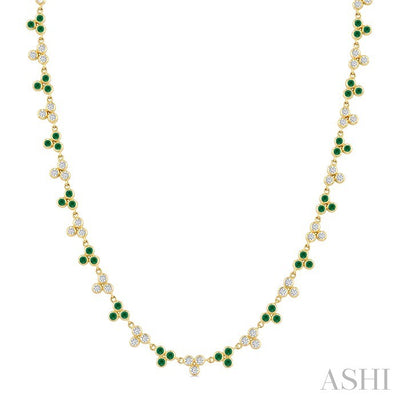 3 Stone Bezel Alternate Gemstone & Diamond Necklace