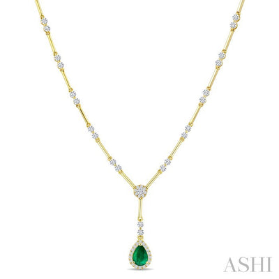 Bar Link Gemstone & Diamond Necklace