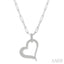 Pave-Set Heart Shape Paperclip Diamond Fashion Pendant