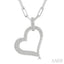 Pave-Set Heart Shape Paperclip Diamond Fashion Pendant