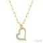 Pave-Set Heart Shape Paperclip Diamond Fashion Pendant