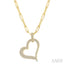 Pave-Set Heart Shape Paperclip Diamond Fashion Pendant