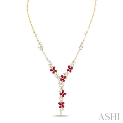 Blossom Gemstone & Diamond Fashion Y Necklace
