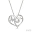 Mom Heart Shape Diamond Fashion Pendant