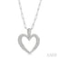 Pave-Set Heart Shape Paperclip Diamond Fashion Pendant