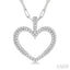 Pave-Set Heart Shape Paperclip Diamond Fashion Pendant