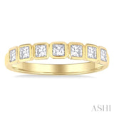 3/4 Ctw East-West Set Princess Cut Bezel Diamond Stackable Fashion Band in 14K Yellow Gold