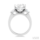 1 1/10 Ctw Tri-Mount Pear Shape Round Cut Diamond Semi Mount Engagement Ring in 14K White Gold