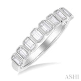 3/4 Ctw North-South Bezel Set Emerald Cut Diamond Fashion Band in 14K White Gold