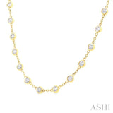 4 ctw Bezel Set Round Cut Diamond Station Necklace in 14K Yellow Gold