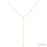 1/3 Ctw Bezel Set Round Cut Diamond Y-Shape Lariat Station Necklace in 14K Yellow Gold