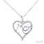 Mom Heart Shape Diamond Fashion Pendant