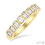 3/4 Ctw North-South Bezel Set Emerald Cut Diamond Fashion Band in 14K Yellow Gold