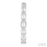 1 1/10 Ctw Bezel Set Emerald Cut Diamond Fashion Hoop Earring in 14K White Gold