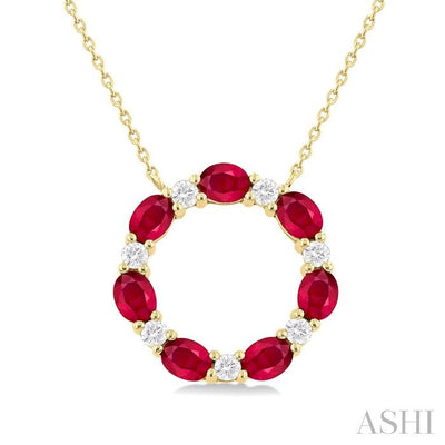 Circle Gemstone & Diamond Pendant
