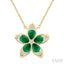 Pear Shape Floral Gemstone & Diamond Pendant
