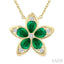 Pear Shape Floral Gemstone & Diamond Pendant