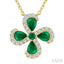 Pear Shape Floral Gemstone & Diamond Pendant