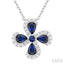 Pear Shape Floral Gemstone & Diamond Pendant