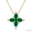 Oval Shape Floral Gemstone & Diamond Pendant