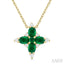 Oval Shape Floral Gemstone & Diamond Pendant