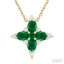 Oval Shape Floral Gemstone & Diamond Pendant