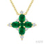 Oval Shape Floral Gemstone & Diamond Pendant