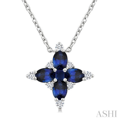 Oval Shape Floral Gemstone & Diamond Pendant