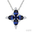 Oval Shape Floral Gemstone & Diamond Pendant