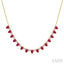 Pear Shape Gemstone & Diamond Tennis Necklace