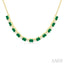 Emerald Shape Gemstone & Diamond Tennis Necklace