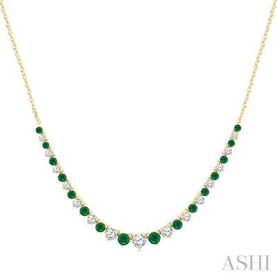 Round Shape Gemstone & Diamond Riviera Necklace