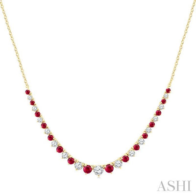 Round Shape Gemstone & Diamond Riviera Necklace