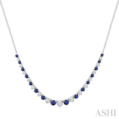 Round Shape Gemstone & Diamond Riviera Necklace