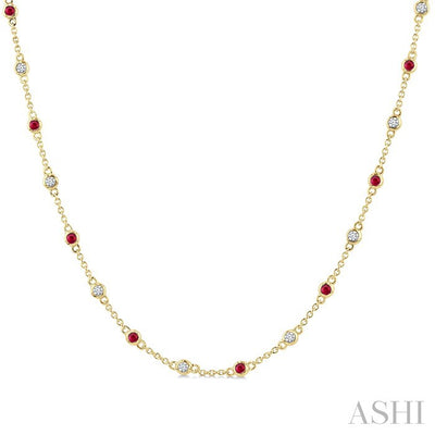 Gemstone & Diamond Station Necklace