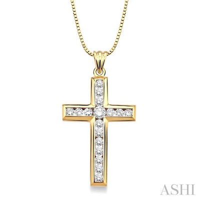 Channel Set Cross Diamond Fashion Pendant