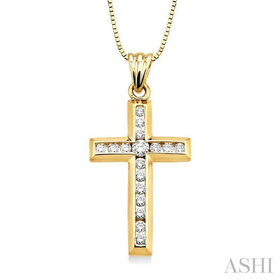 Channel Set Cross Diamond Fashion Pendant