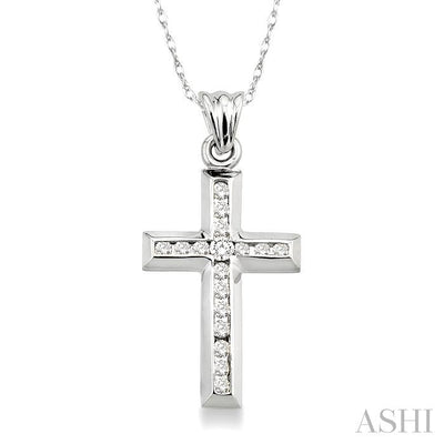 Channel Set Cross Diamond Fashion Pendant