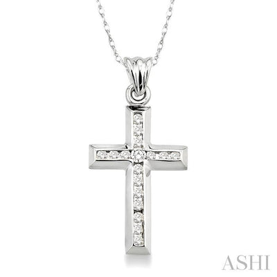 Channel Set Cross Diamond Fashion Pendant