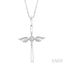 Angel Wings Cross Petite Diamond Fashion Pendant