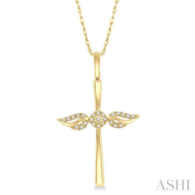 Angel Wings Cross Petite Diamond Fashion Pendant