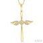 Angel Wings Cross Petite Diamond Fashion Pendant