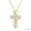 6 Stone Bezel Cross Diamond Fashion Pendant