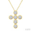 6 Stone Bezel Cross Diamond Fashion Pendant