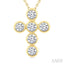 6 Stone Bezel Cross Diamond Fashion Pendant